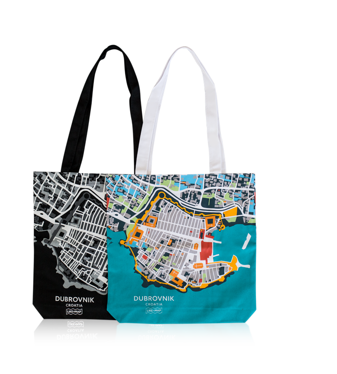 Dubrovnik tote bag with designed map prints