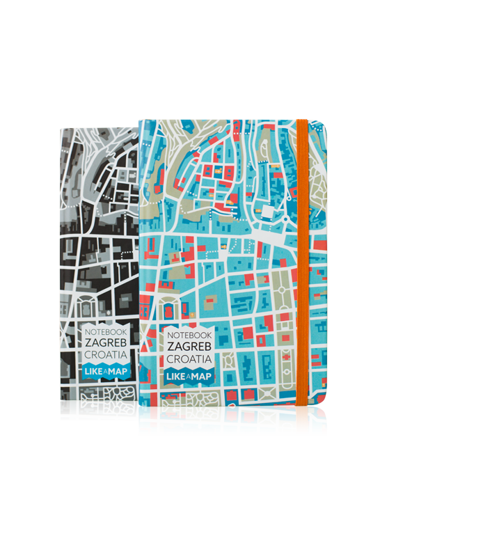 Zagreb notebook with designed map prints